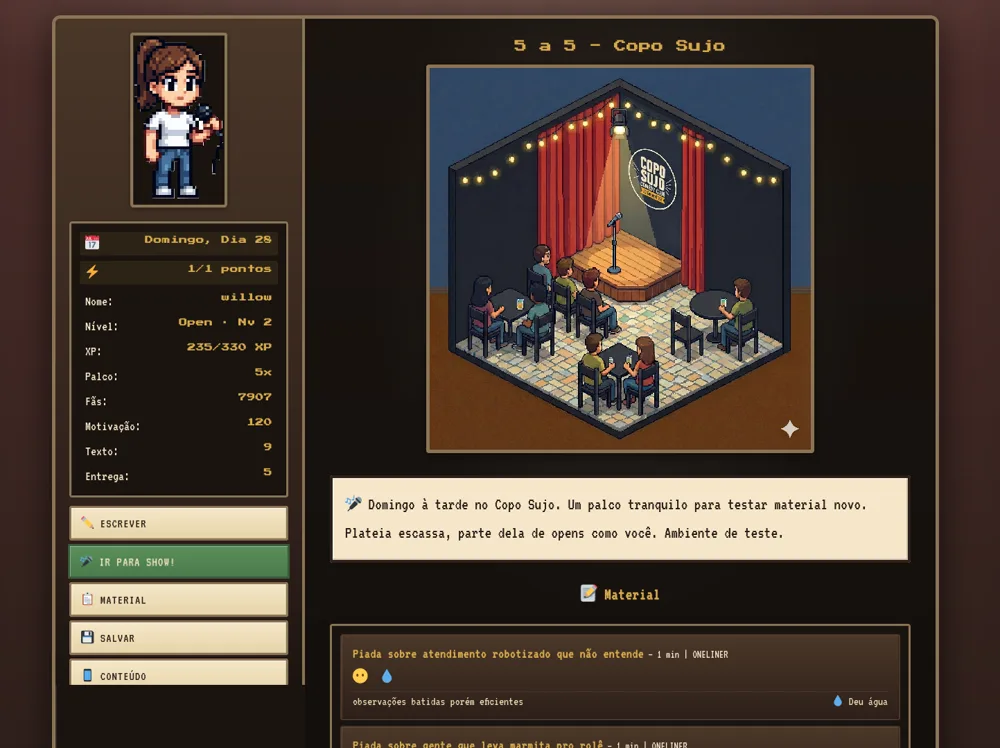 Open Mic RPG browser game