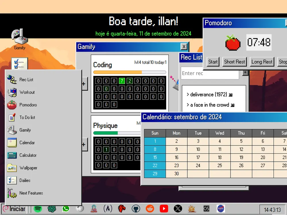 Startpage retro productivity workspace